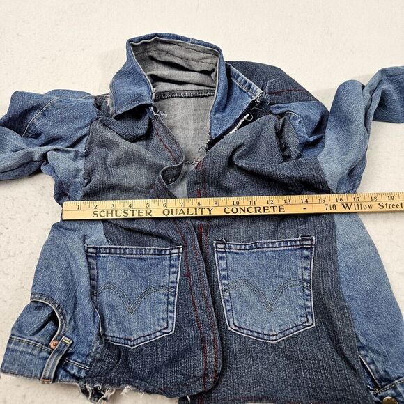 Upcycled Jean Jacket Denim Levis Patched Patched Unique Handmade‎ Unique Open - Picture 7 of 10